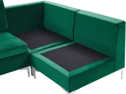 Beliani 6-Istuttava Kulmasohva Sametti Vasenk. Vihrea Evja Sale