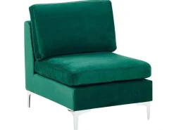 Beliani 6-Istuttava Kulmasohva Sametti Vasenk. Vihrea Evja Sale