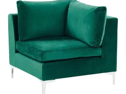 Beliani 6-Istuttava Kulmasohva Sametti Vasenk. Vihrea Evja Sale