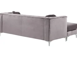 Beliani 3-Istuttava Kulmasohva Sametti Oikeak. Harmaa Flen Discount