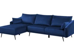 Beliani 3-Istuttava Kulmasohva Sametti Oikeak. Laivastonsininen Varde Best Sale