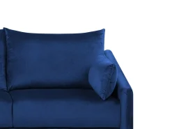 Beliani 3-Istuttava Kulmasohva Sametti Oikeak. Laivastonsininen Varde Best Sale