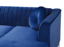 Beliani 3-Istuttava Kulmasohva Sametti Vasenk. Laivastonsininen Timra Store