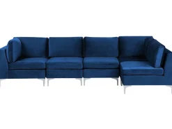 Beliani 5-Istuttava Kulmasohva Sametti Vasenk. Laivastonsininen Evja Hot
