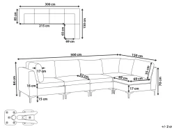 Beliani 5-Istuttava Kulmasohva Sametti Vasenk. Laivastonsininen Evja Hot