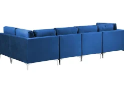 Beliani 5-Istuttava Kulmasohva Sametti Vasenk. Laivastonsininen Evja Hot