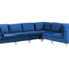 Beliani 6-Istuttava Kulmasohva Sametti Vasenk. Laivastonsininen Evja Cheap