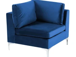 Beliani 6-Istuttava Kulmasohva Sametti Vasenk. Laivastonsininen Evja Cheap