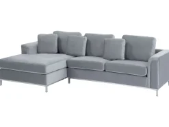 Beliani 4-Istuttava Kulmasohva Sametti Oikeak. Harmaa Oslo Flash Sale