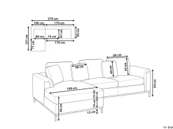 Beliani 4-Istuttava Kulmasohva Sametti Oikeak. Harmaa Oslo Flash Sale