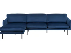 Beliani 4-Istuttava Kulmasohva Sametti Oikeak. Laivastonsininen Vinterbro Flash Sale