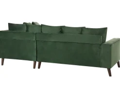 Beliani 3-Istuttava Kulmasohva Sametti Vasenk. Tummanvihrea Grena Hot