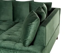 Beliani 3-Istuttava Kulmasohva Sametti Vasenk. Tummanvihrea Grena Hot