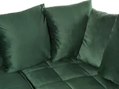 Beliani 3-Istuttava Kulmasohva Sametti Vasenk. Tummanvihrea Grena Hot