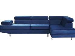 Beliani 5-Istuttava Kulmasohva Sametti Vasenk. Laivastonsininen Norrea Best Sale