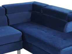 Beliani 5-Istuttava Kulmasohva Sametti Vasenk. Laivastonsininen Norrea Best Sale