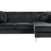 Beliani 3-Istuttava Kulmasohva Sametti Vasenk. Musta Flen Best