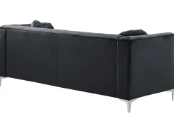 Beliani 3-Istuttava Kulmasohva Sametti Vasenk. Musta Flen Best