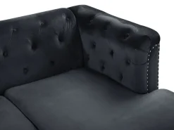 Beliani 3-Istuttava Kulmasohva Sametti Vasenk. Musta Flen Best