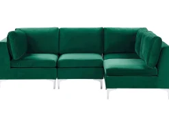 Beliani 4-Istuttava Kulmasohva Sametti Vasenk. Vihrea Evja Best