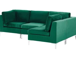 Beliani 4-Istuttava Kulmasohva Sametti Vasenk. Vihrea Evja Best