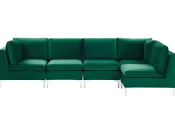 Beliani 5-Istuttava Kulmasohva Sametti Vasenk. Vihrea Evja Clearance