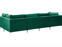 Beliani 5-Istuttava Kulmasohva Sametti Vasenk. Vihrea Evja Clearance