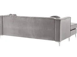 Beliani 3-Istuttava Kulmasohva Sametti Oikeak. Harmaa Timra Online