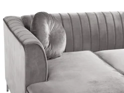 Beliani 3-Istuttava Kulmasohva Sametti Oikeak. Harmaa Timra Online