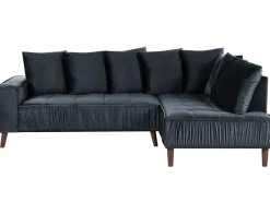 Beliani 3-Istuttava Kulmasohva Sametti Vasenk. Musta Grena New