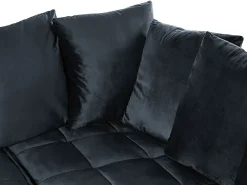 Beliani 3-Istuttava Kulmasohva Sametti Vasenk. Musta Grena New