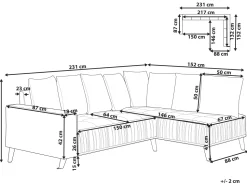 Beliani 3-Istuttava Kulmasohva Sametti Vasenk. Musta Grena New