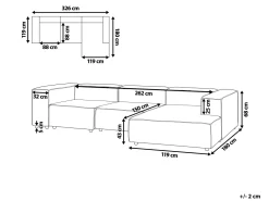 Beliani 3-Istuttava Kulmasohva Vakosametti Vasenk. Vaaleanruskea Aprica Store