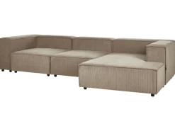 Beliani 3-Istuttava Kulmasohva Vakosametti Vasenk. Vaaleanruskea Aprica Store