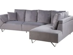 Beliani 4-Istuttava Kulmasohva Vakosametti Vasenk. Harmaa Lunner Fashion