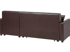 Beliani 3-Istuttava Kulmavuodesohva Säilytystilalla Keinonahka Vasenk. Ruskea Ogna Sale
