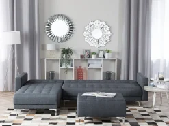 Beliani 4-Istuttava Kulmavuodesohva Kangas Oikeak. Tummanharmaa Aberdeen Online