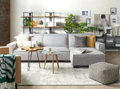 Beliani 3-Istuttava Kulmavuodesohva Kangas Vasenk. Vaaleanharmaa Romedal Best