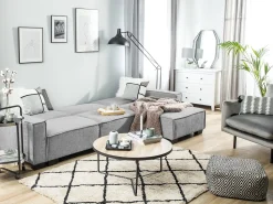 Beliani 3-Istuttava Kulmavuodesohva Kangas Vasenk. Vaaleanharmaa Romedal Best