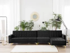 Beliani 5-Istuttava Kulmavuodesohva Sametti Vasenk. Musta Aberdeen Shop