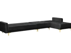 Beliani 5-Istuttava Kulmavuodesohva Sametti Vasenk. Musta Aberdeen Shop
