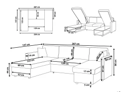 Beliani 5-Istuttava Kulmavuodesohva Säilytystilalla Kangas Beige Sommen Shop