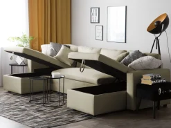 Beliani 5-Istuttava Kulmavuodesohva Säilytystilalla Kangas Beige Sommen Shop