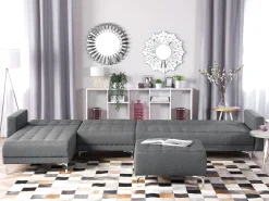 Beliani 5-Istuttava Kulmavuodesohva Ja Rahi Kangas Oikeak. Vaaleanharmaa Aberdeen Cheap