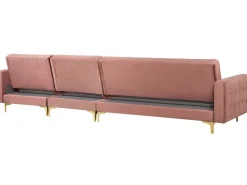 Beliani 5-Istuttava Kulmavuodesohva Sametti Vasenk. Vaaleanpunainen Aberdeen New