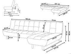 Beliani 4-Istuttava Kulmavuodesohva Kangas Vasenk. Harmaa Alsten Store