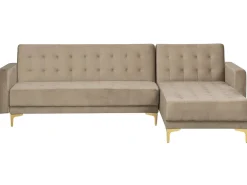 Beliani 4-Istuttava Kulmavuodesohva Sametti Vasenk. Hiekanruskea Aberdeen Best