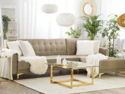 Beliani 4-Istuttava Kulmavuodesohva Sametti Vasenk. Hiekanruskea Aberdeen Best