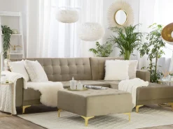 Beliani 4-Istuttava Kulmavuodesohva Sametti Vasenk. Hiekanruskea Aberdeen Best