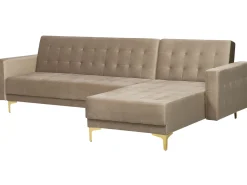 Beliani 4-Istuttava Kulmavuodesohva Sametti Vasenk. Hiekanruskea Aberdeen Best